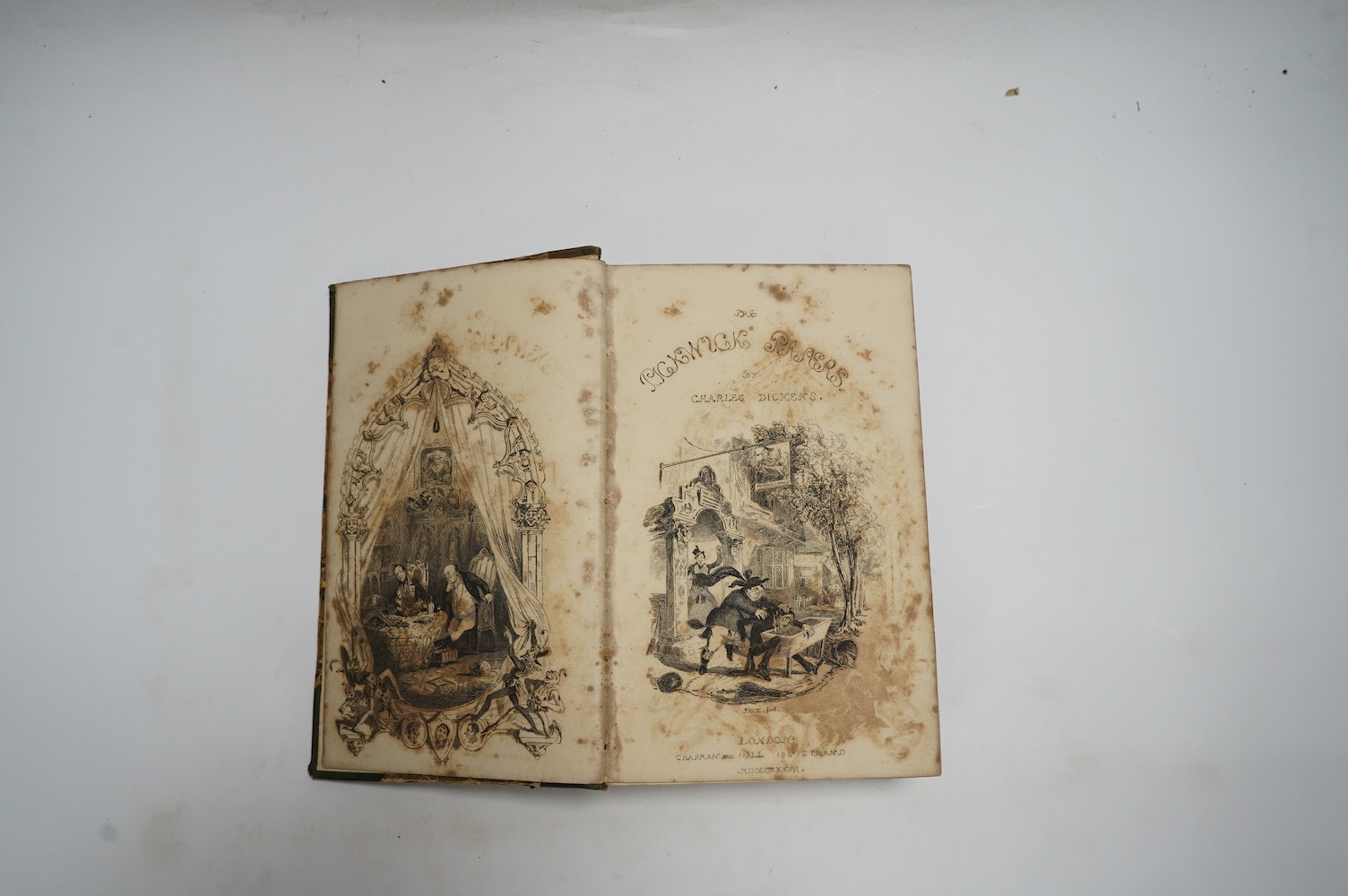 Dickens, Charles. The Personal History of David Copperfield with illustrations by H. K. Browne, (Phiz), 8vo, half calf, Bradbury and Evans, London, 1850, and The Posthumous Papers of the Pickwick Club, first edition in b